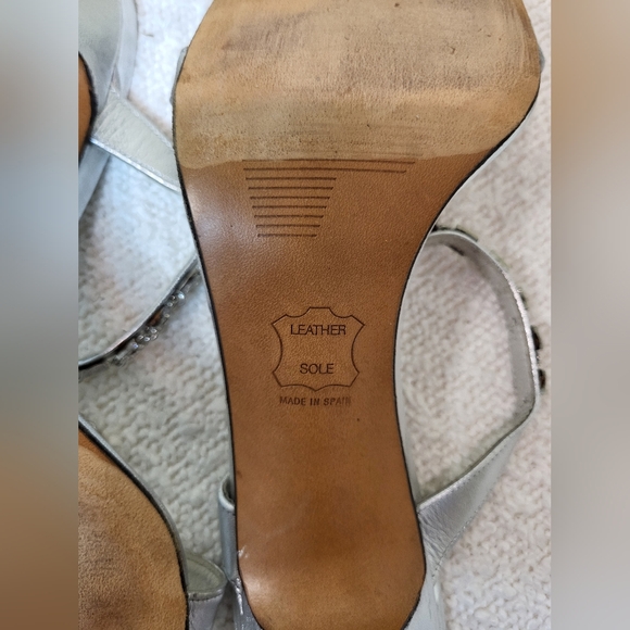 Stuart Weitzman Elegant Silver Rinestone Strappy Women's Heels - Picture 14 of 14